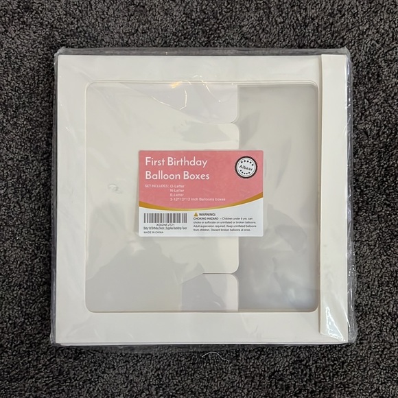 Girl First 1st Birthday Banner, Crown, Candle and Balloon Boxes - Picture 4 of 8